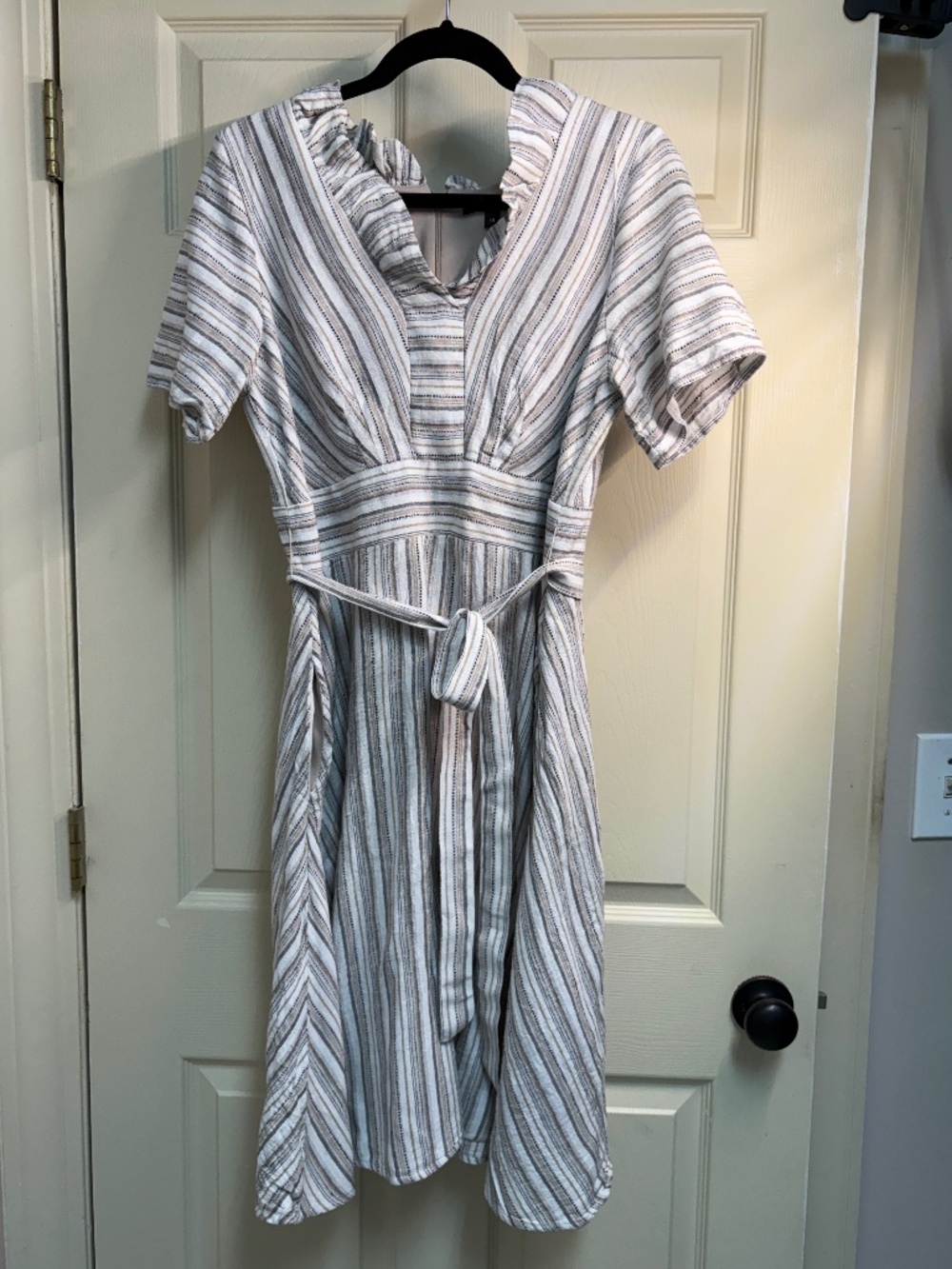 Striped Linen-blend dress